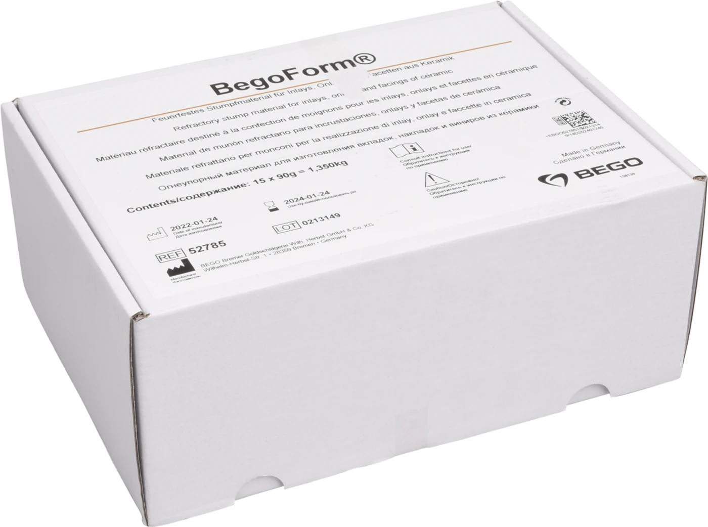 BegoForm® Karton 15 x 90 g Beutel, 1 Dosierspritze