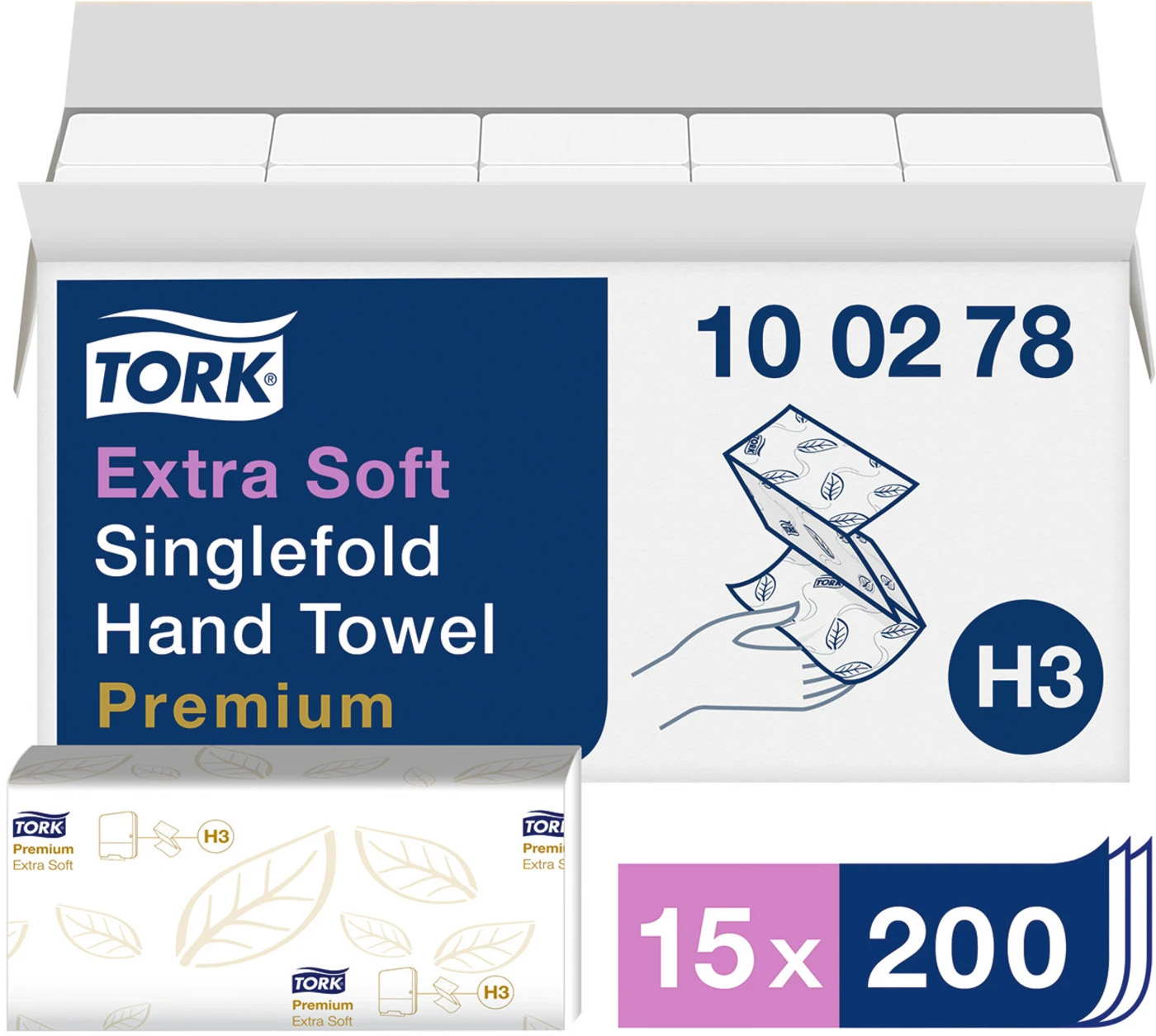 TORK® extra weiche Zickzack Handtücher (V-Falz) H3 System Karton 15 x 200 Stück 2-lagig, extra weich, 23 x 23 cm, hochweiß