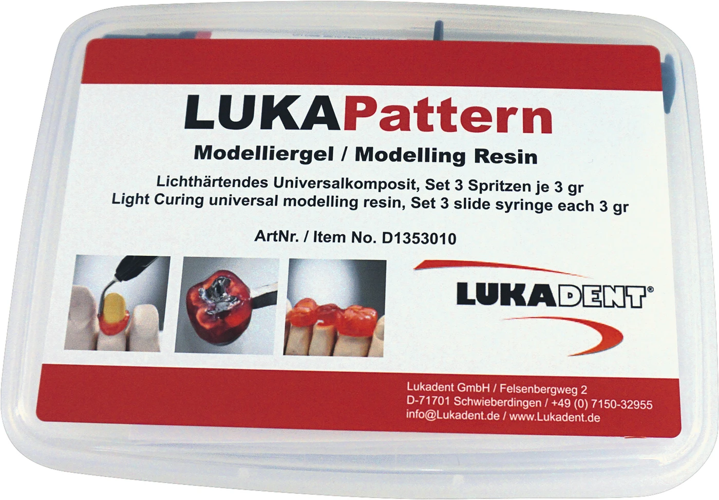 LUKAPattern Modelliergel Set 3 x 3 g Spritze inklusive Kanülen