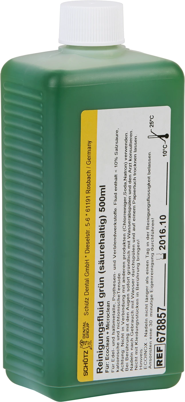 Reinigungsfluid für MicroClean Flasche 500 ml, grün säurehaltig