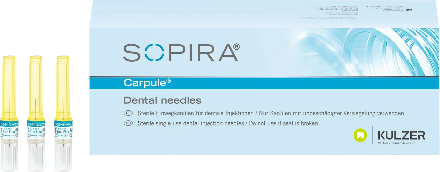 SOPIRA® Carpule® Kanülen Refill Packung 100 Stück für 30G, 12 mm, kurzer Anschliff, blau, Typ Injektion Intraligamentär