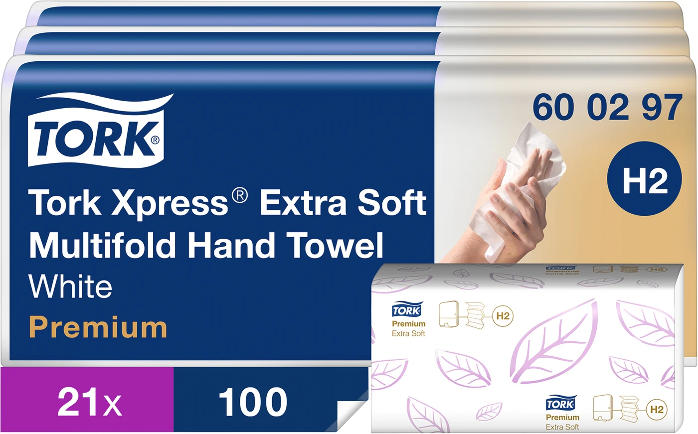 TORK® Xpress® extra weiche Multifold (Interfold) Handtücher H2 System Karton 3 x 7 x 100 Stück 21,2 x 34 cm