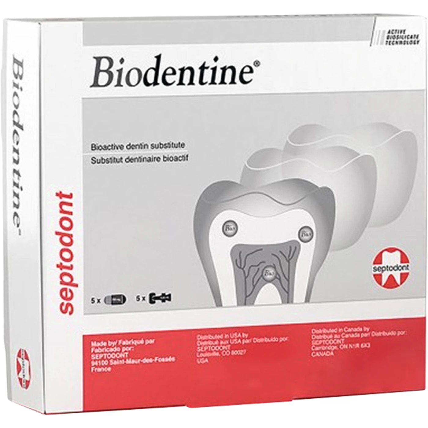 Biodentine™ Packung 5 Kapseln Pulver, 5 Flüssigkeitspipetten