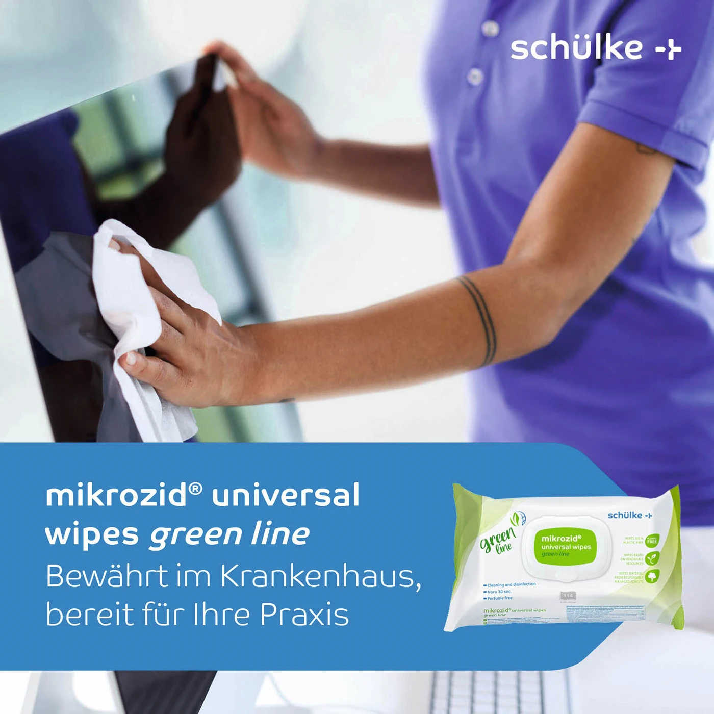 mikrozid® universal wipes greenline Packung 114 Stück, 18 x 20 cm