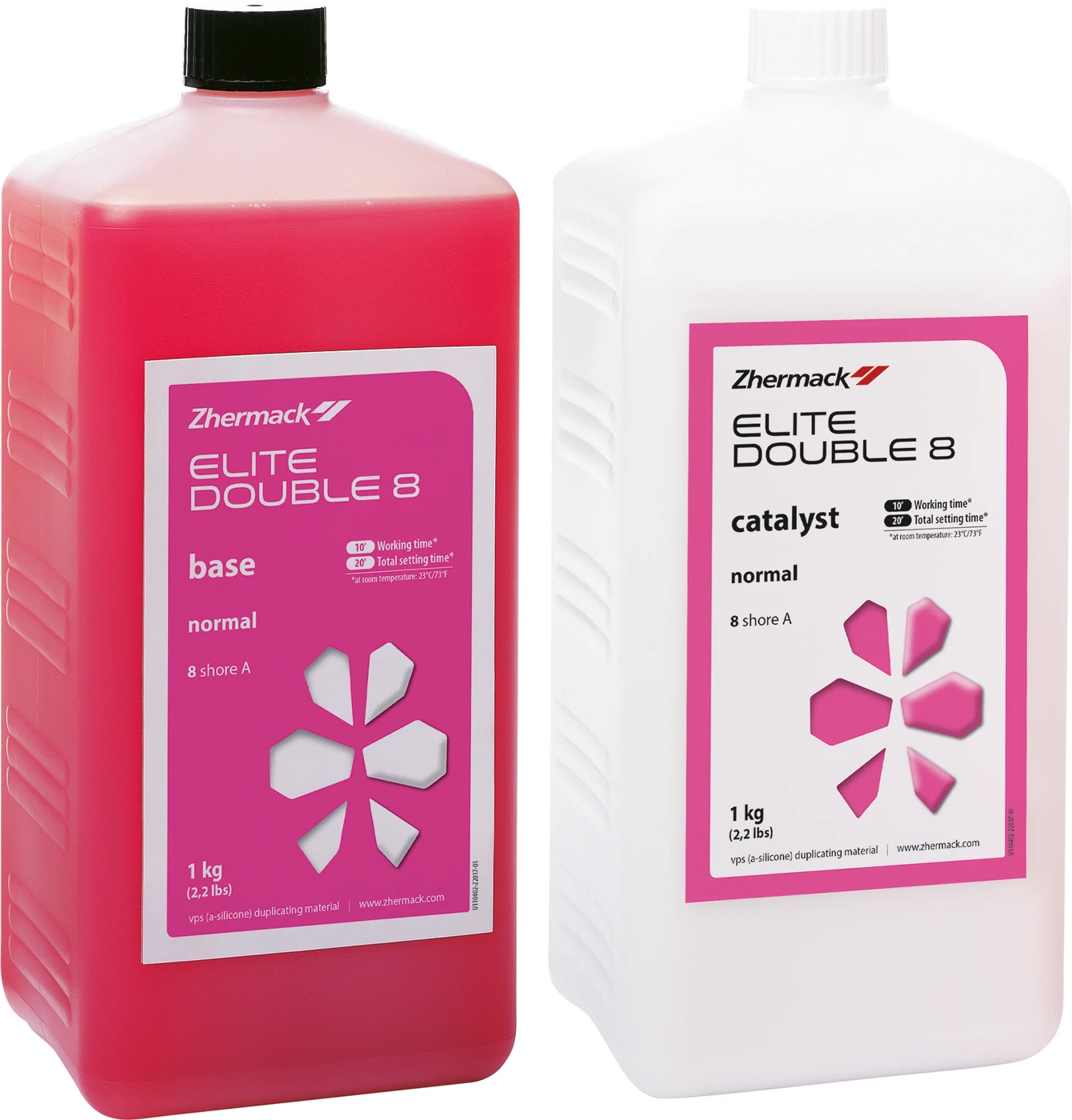 Elite Double 8 Packung 1 kg Flasche Base, 1 kg Flasche Katalysator, rosa, normalabbindend