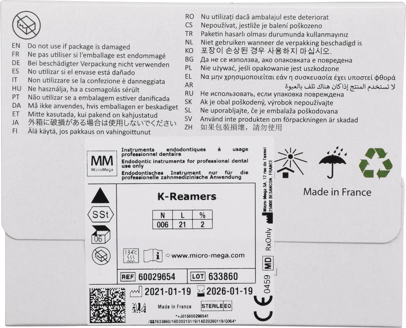 B6 K-Reamers Packung 6 Stück 21 mm, ISO 006