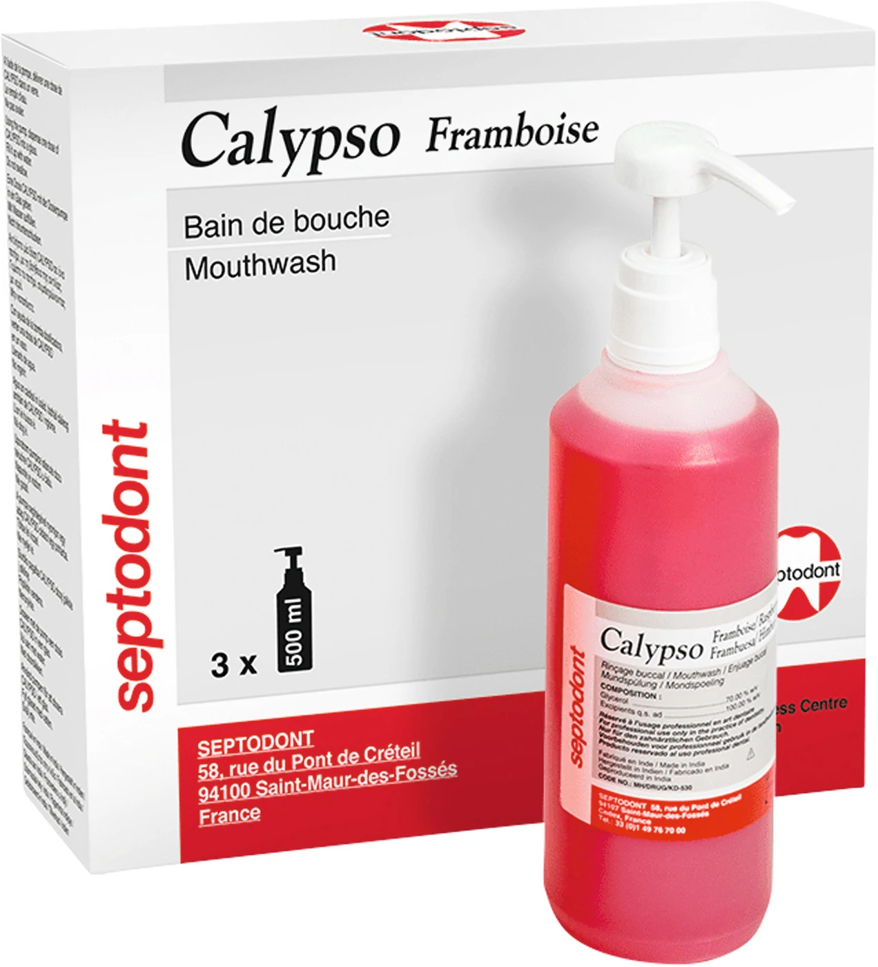 Calypso Packung 3 x 500 ml Himbeere, 1 Dosierpumpe