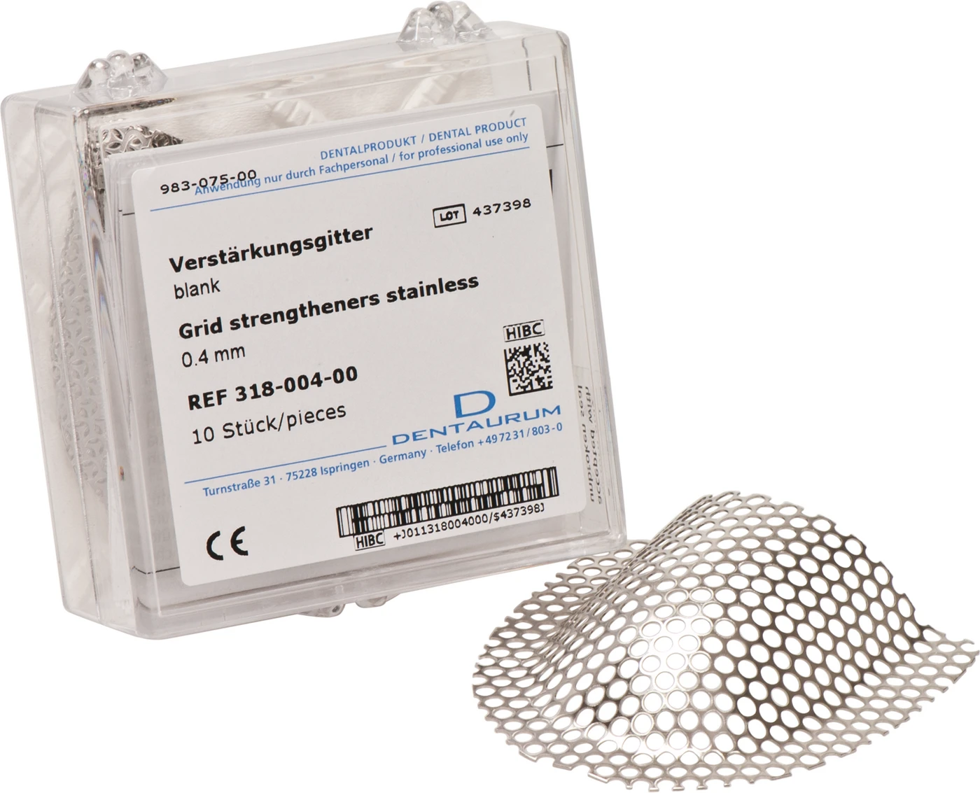 Verstärkungsgitter Packung 10 Stück Stärke 0,4 mm, Edelstahl