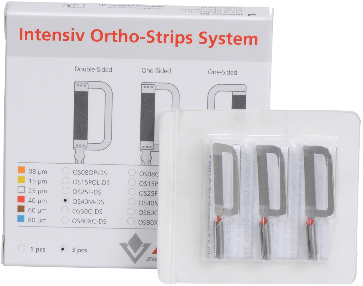 Ortho-Strips Double Sided Packung 3 Stück beidseitig diamantiert, rot fein, 40 µm