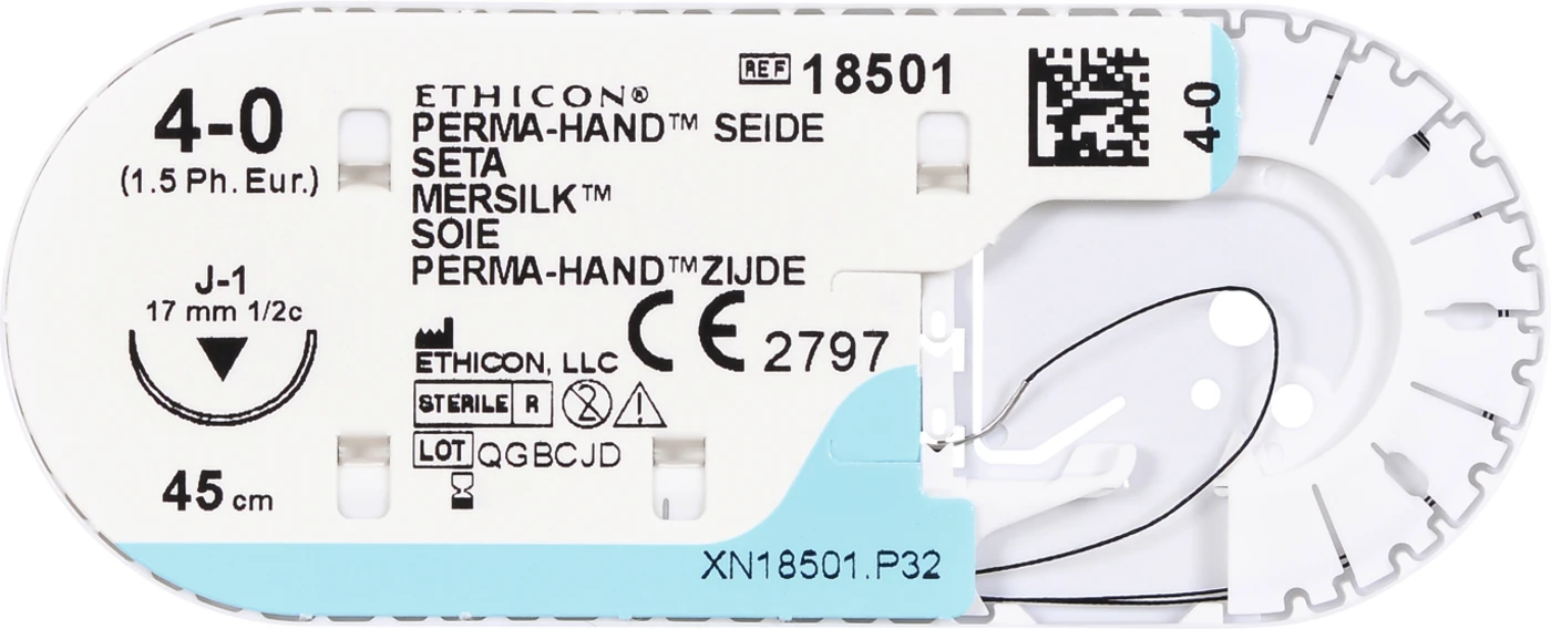 PERMA-HAND SEIDE Packung 12 Stück schwarz, 45 cm, J1, USP 4-0, Stärke 1,5