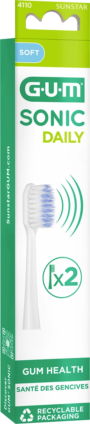 GUM Sonic Daily Ersatzbürsten Packung 2 Stück weiß