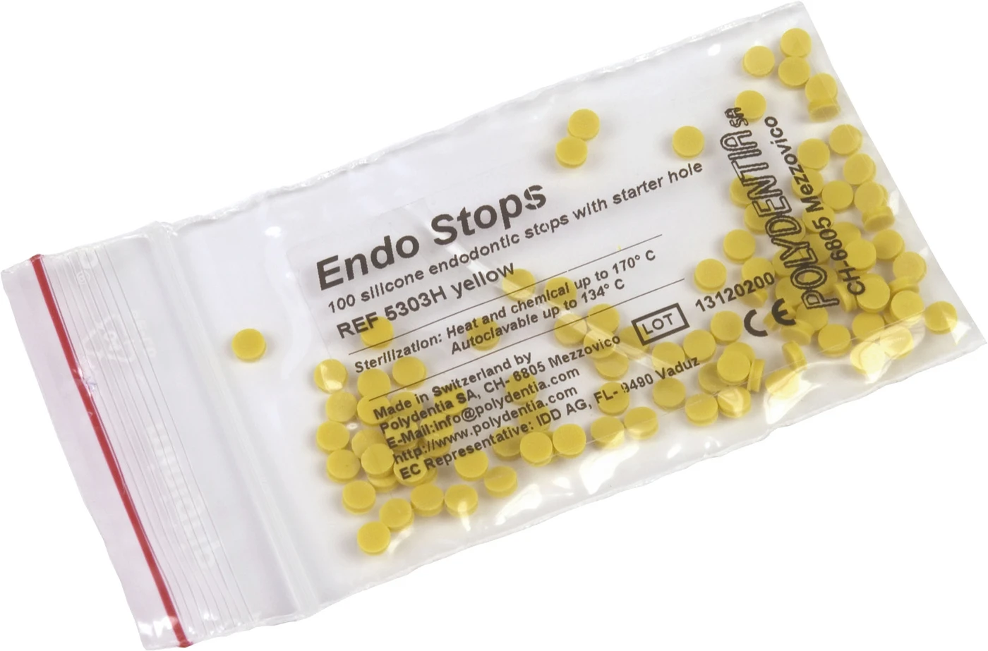 Endo Stops Packung 100 Endo-Stopper gelb