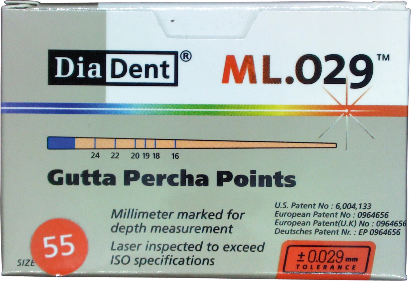 DiaDent® ML.029™ Gutta Percha Points Packung 120 Stück ISO 055