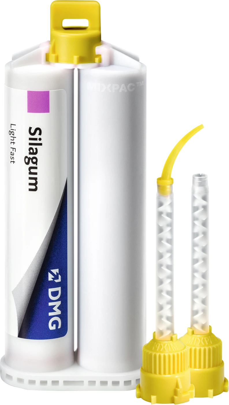 Silagum Light Packung 2 x 50 ml Doppelkartusche Fast, 12 Automix-Tips, 12 Intraoral-Tips