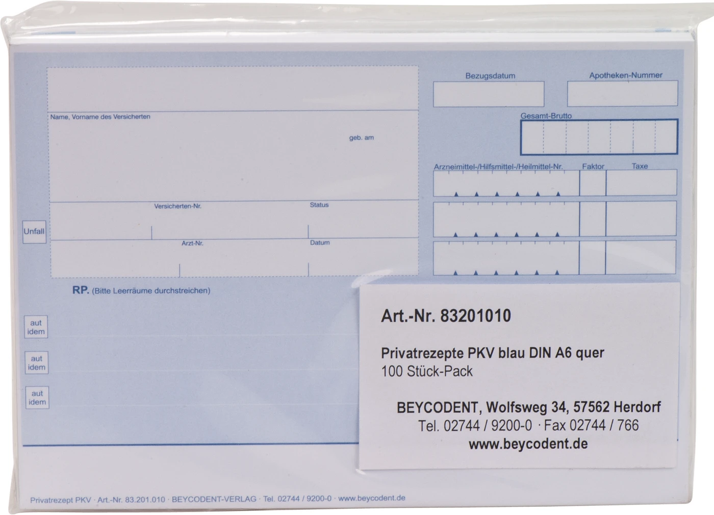 Privatrezepte der PKV Packung 100 Stück