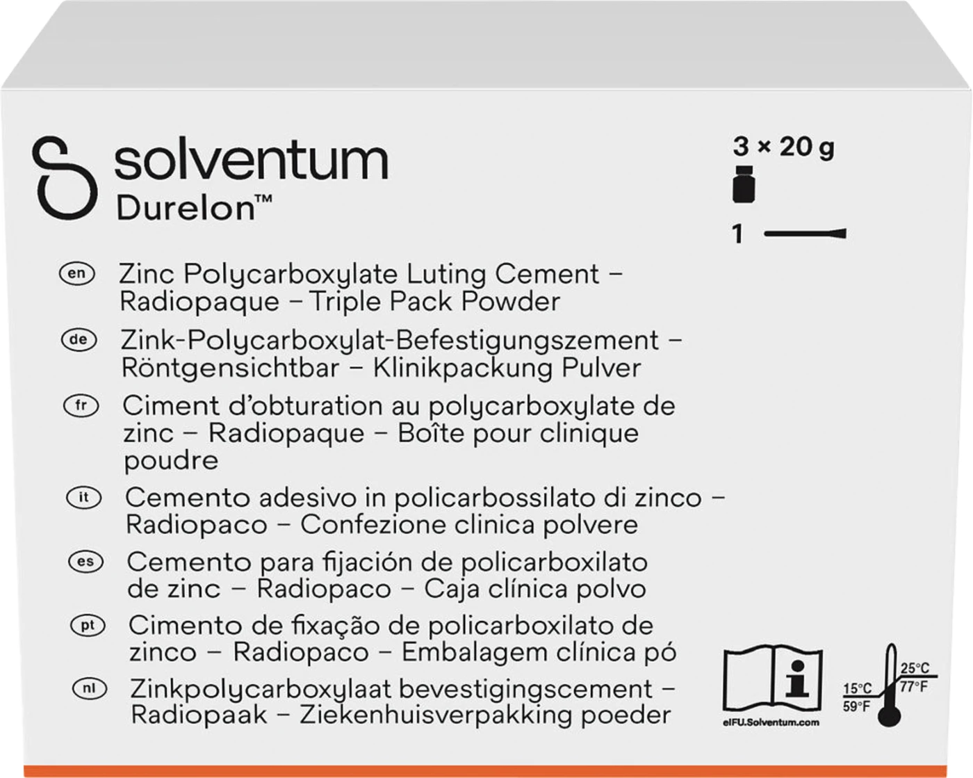Solventum™ Durelon™ Packung 3 x 20 g Dose Pulver schnell abbindend