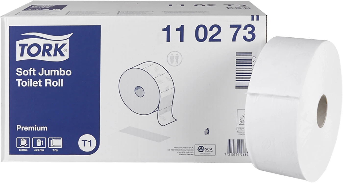 TORK® Jumbo Toilettenpapier Packung 6 Rollen 2-lagig, 20 x 9,7 cm, weich, geprägt, weiß