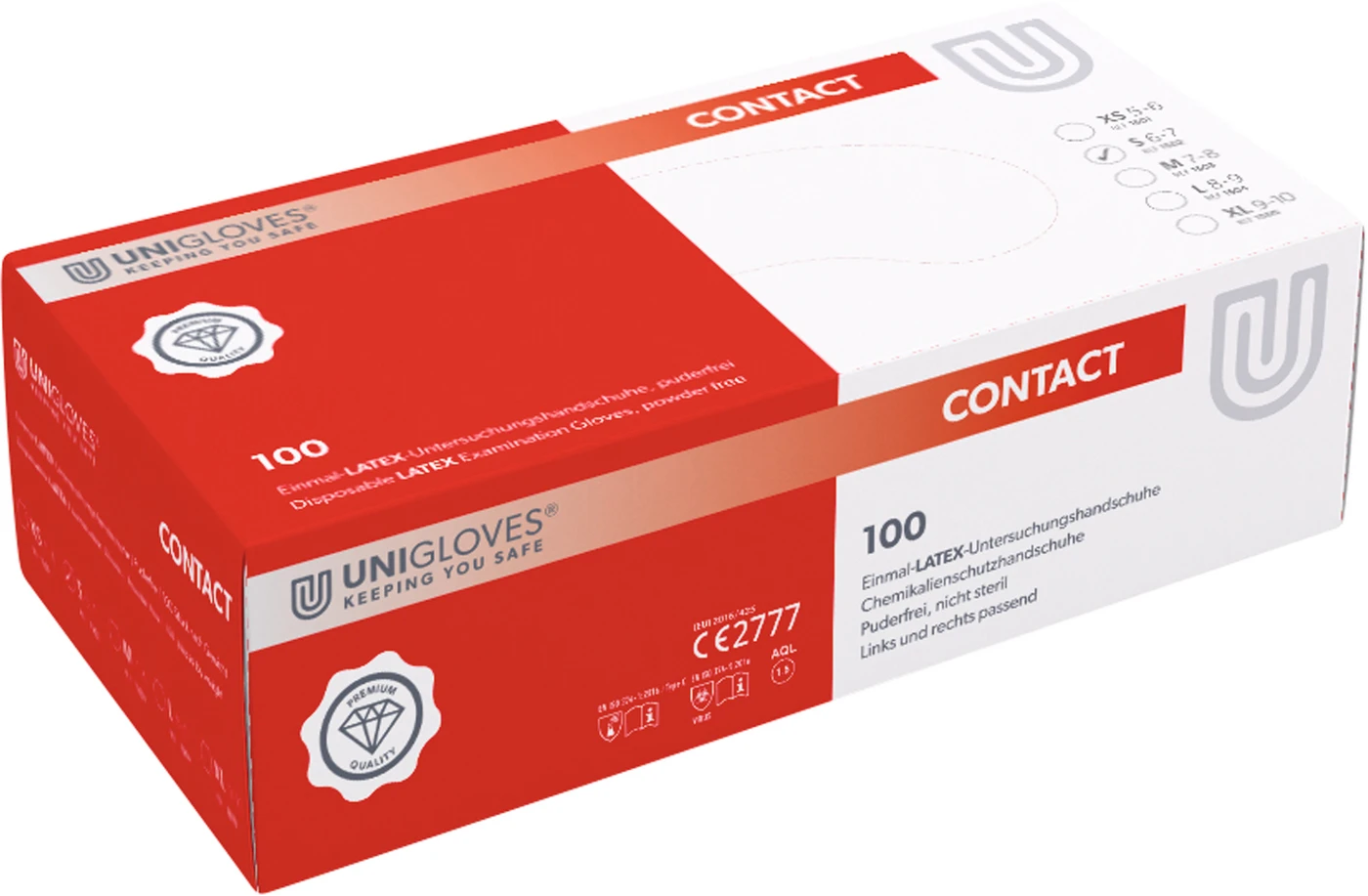 CONTACT® Packung 100 Stück puderfrei, naturlatex, S