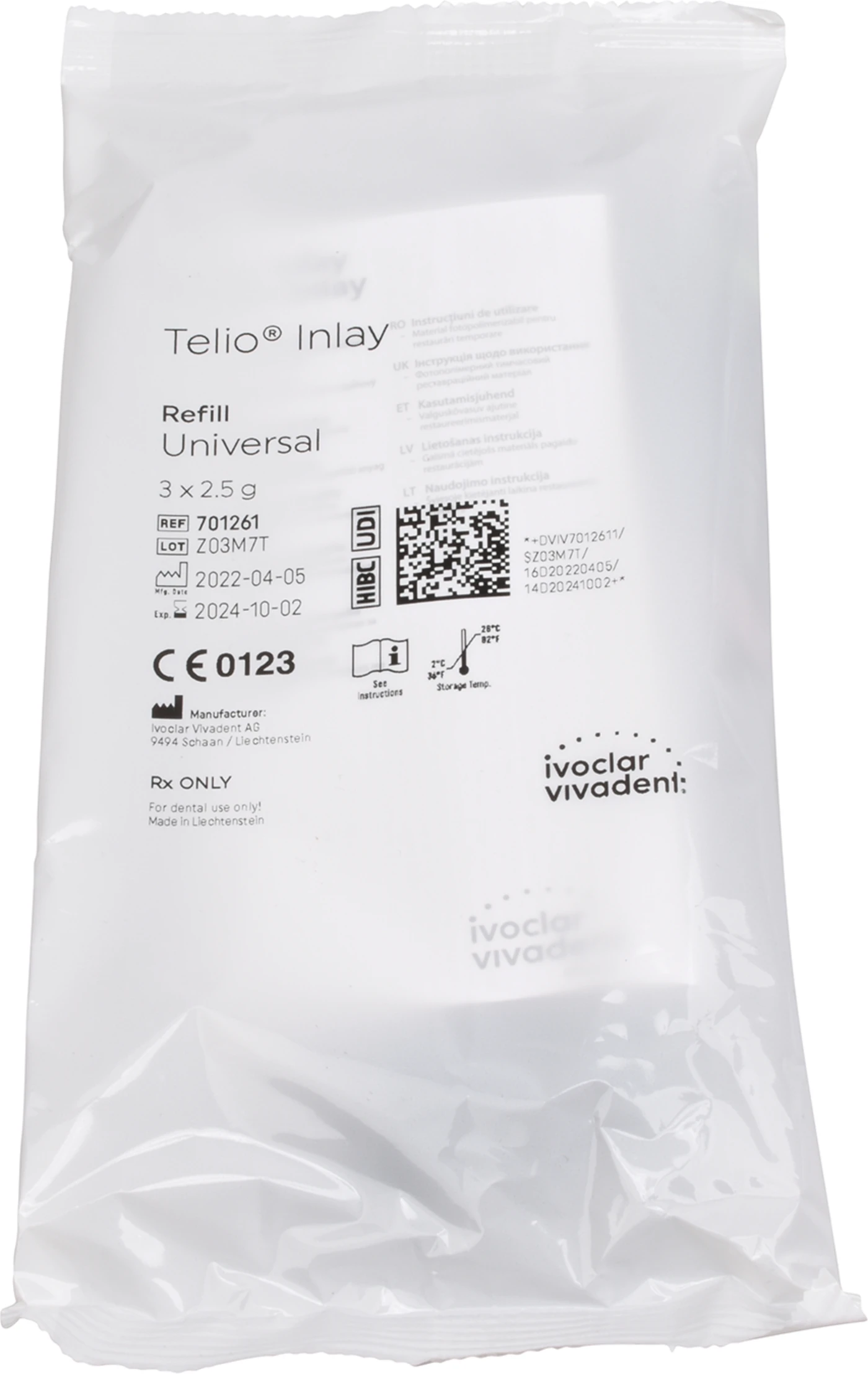Telio® Inlay/Onlay Packung 3 x 2,5 g Spritze universal, für Inlay Telio® Inlay/Onlay Packung 3 x 2,5 g Spritze universal, für Inlay