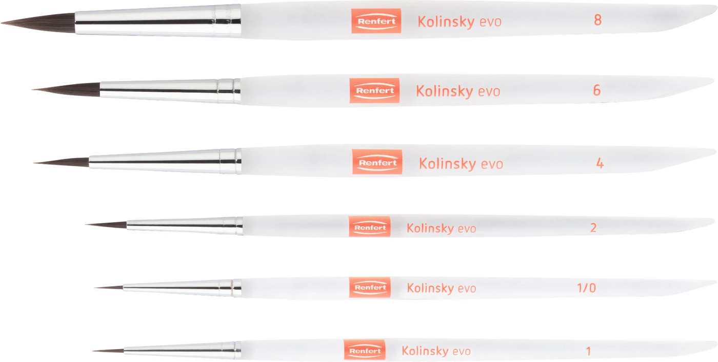 Kolinsky evo Bionic Hair Pinsel Set 6 Pinsel (Größe 1, 2, 4, 6, 8, 1/0)