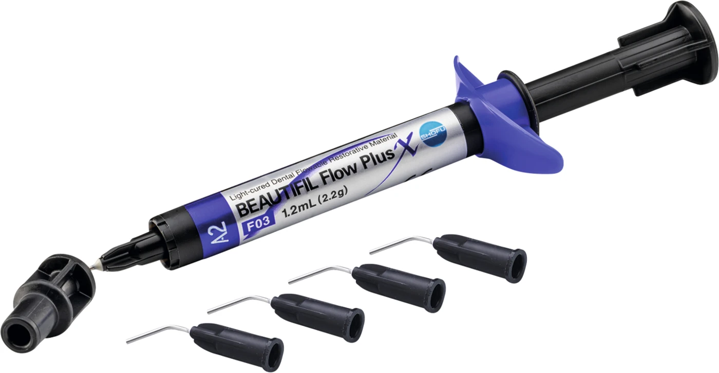 BEAUTIFIL Flow Plus X Spritze 2,2 g A3,5, F03 inklusive 5 Spritzenaufsätze