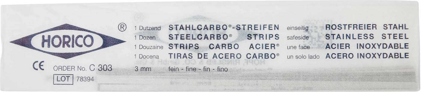 Stahlcarbo® Streifen Packung 12 Stück rot, einseitig, 3 mm breit, Stärke 0,09 mm