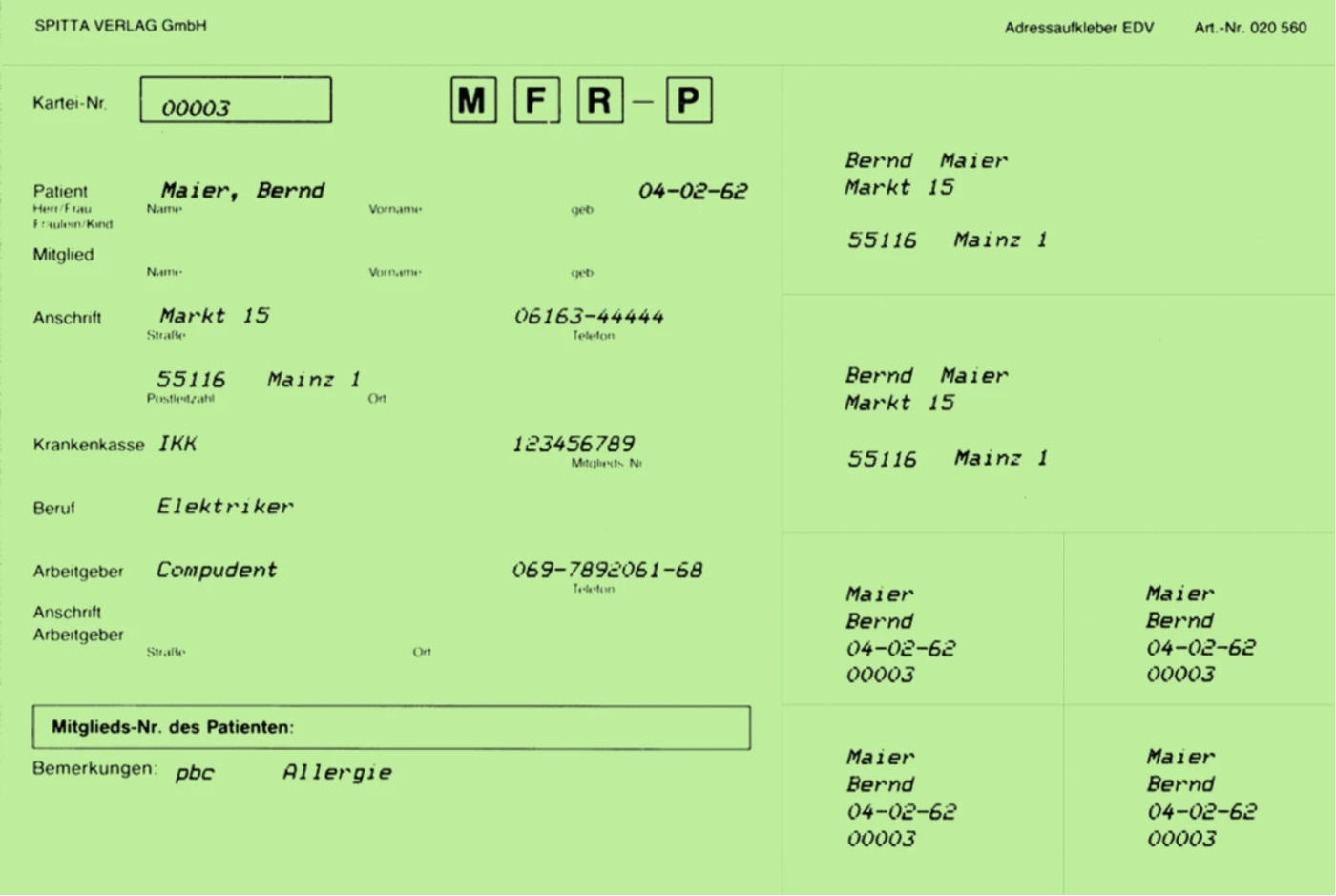 Adressaufkleber DIN A5 Packung 100 Stück grün