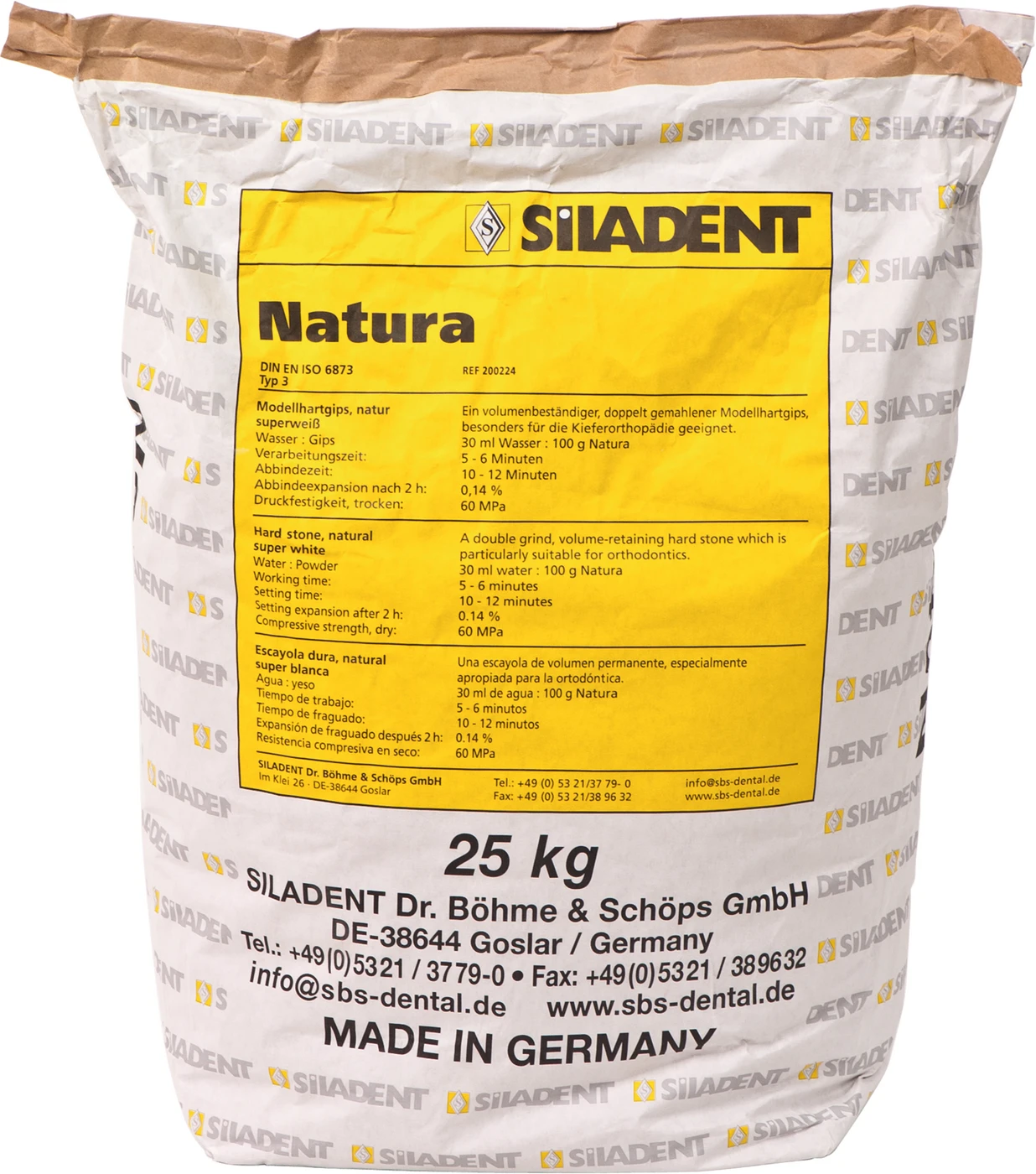 Natura Sack 25 kg Gips superweiß