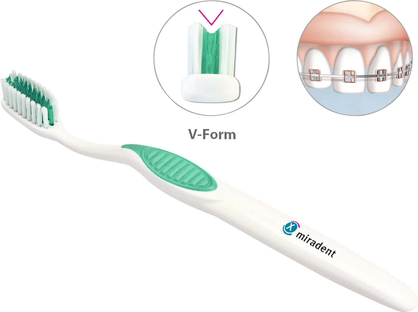 Carebrush® Ortho Stück Zahnbürste grün