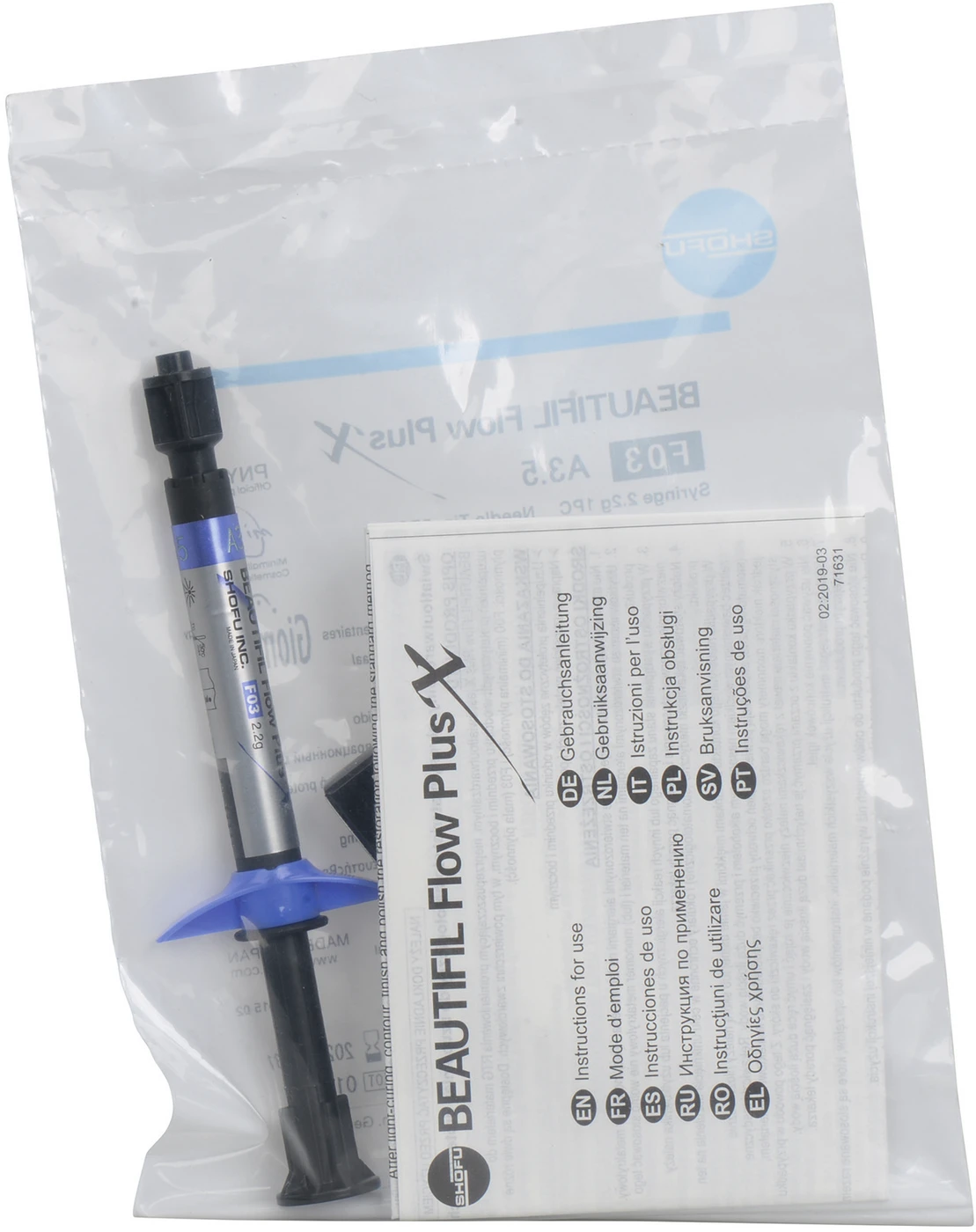 BEAUTIFIL Flow Plus X Spritze 2,2 g A3,5, F03 inklusive 5 Spritzenaufsätze