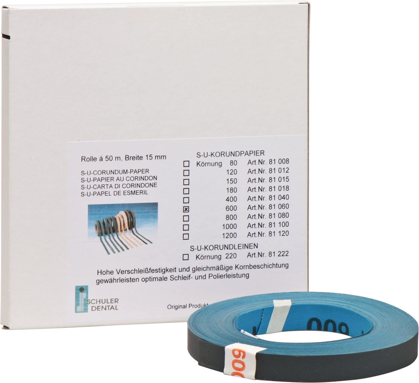 S-U-KORUNDPAPIER Rolle 50 m Papier Körnung 600