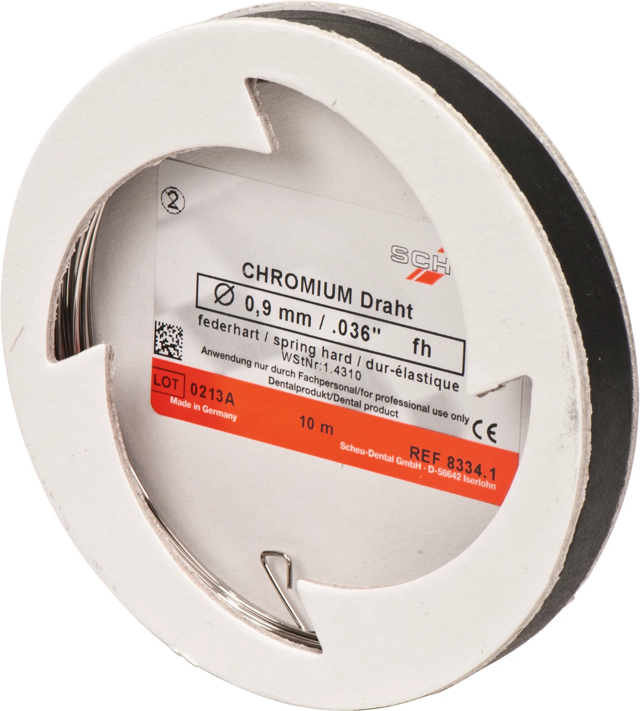 CHROMIUM Spulendraht Laborpackung 10 m Stärke 0,9 mm, federhart