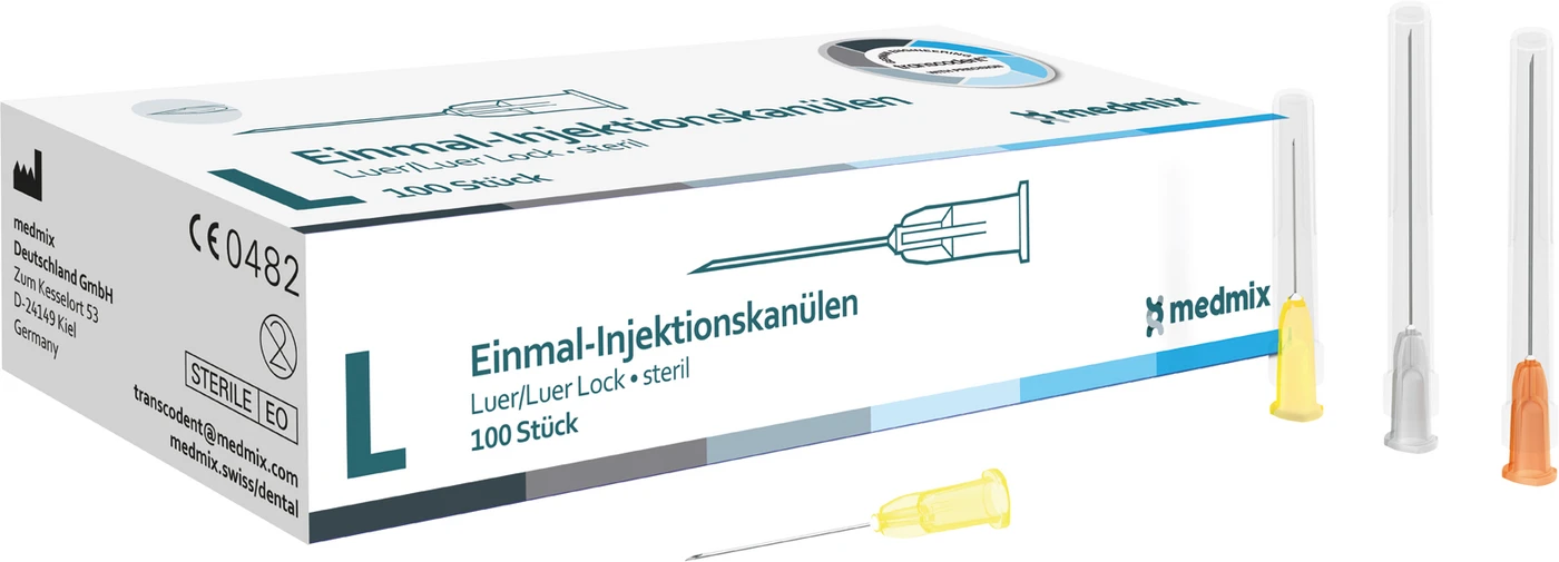 transcodent™ Einmal-Injektionskanülen Luer Packung 100 Stück grau, G27, 0,4 x 42 mm