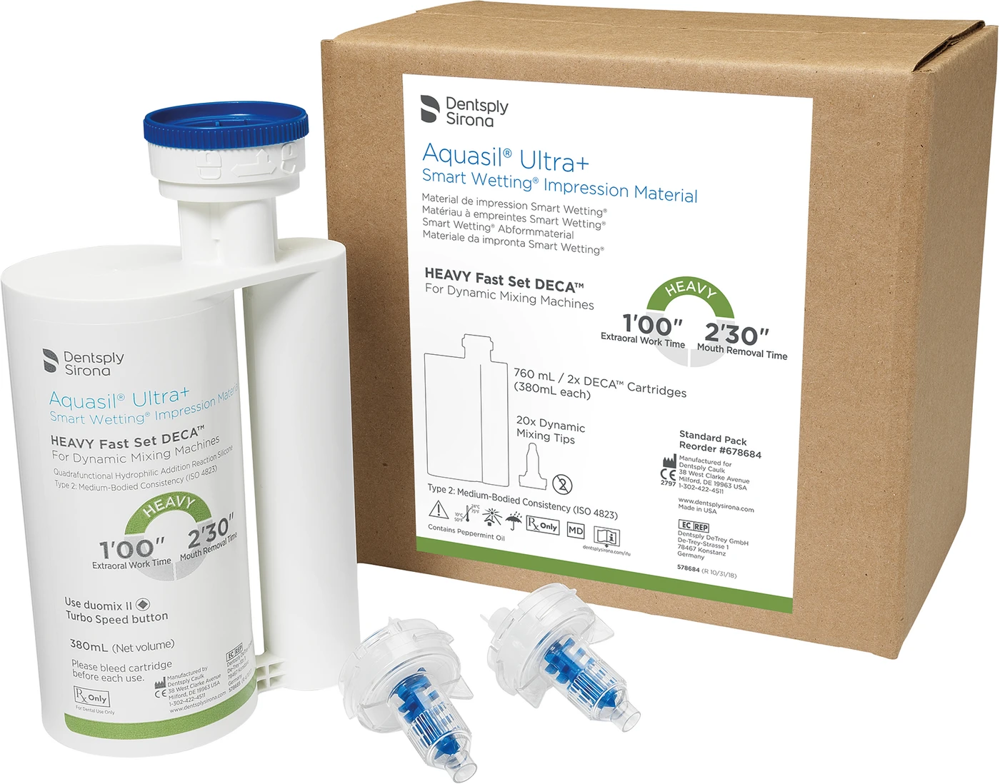 Aquasil® Ultra+ Packung 2 x 380 ml Doppelkartusche DECA Heavy Fast Set, 20 Mischkanülen Aquasil® Ultra+ Packung 2 x 380 ml Doppelkartusche DECA Heavy Fast Set, 20 Mischkanülen