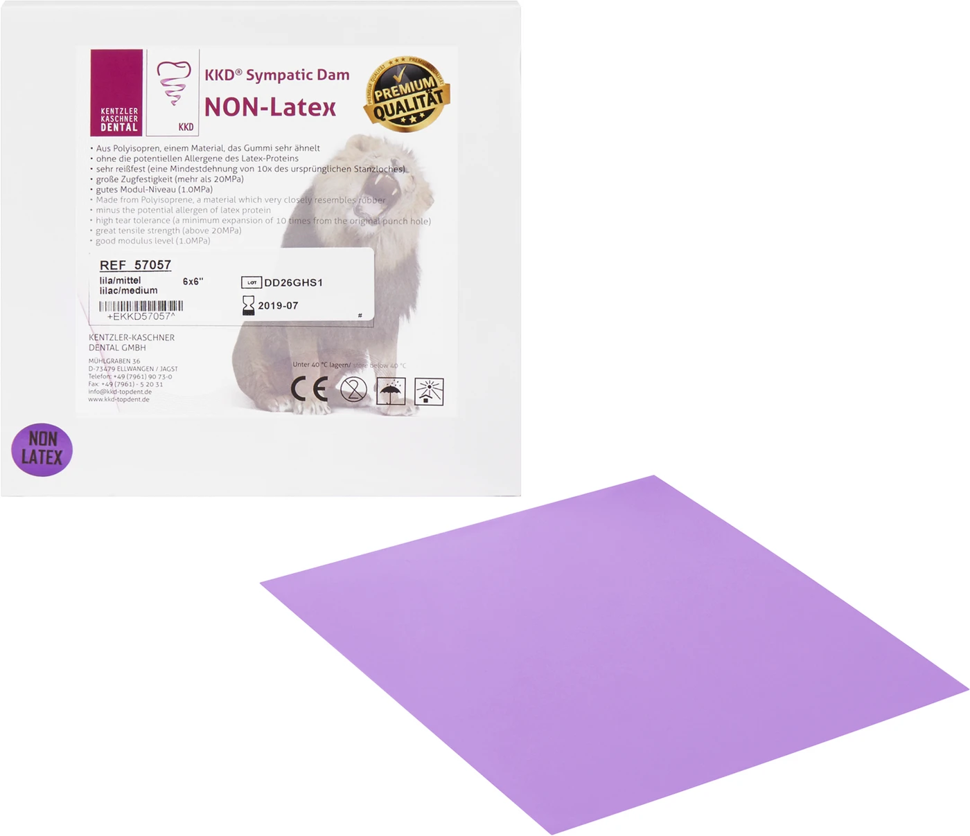 KKD® SympaticDam Premium NON-LATEX Packung 15 Stück lila, 15 x 15 cm, mittel