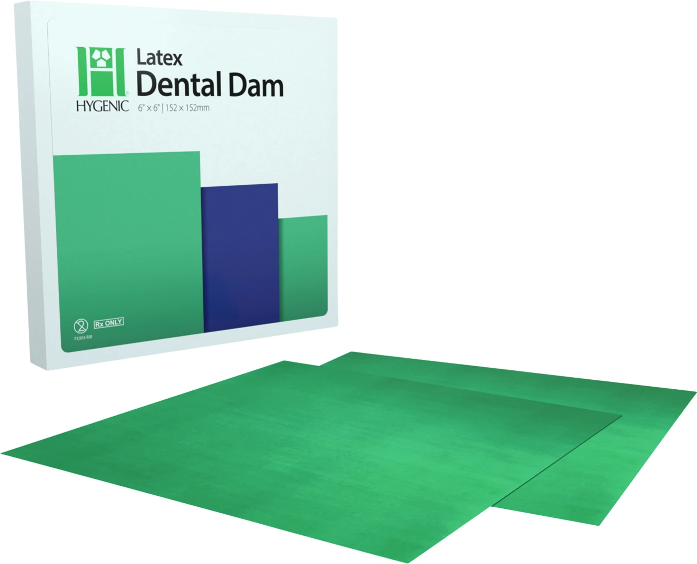 Hygenic® Latex Kofferdam Packung 36 Stück 6"x 6" dick grün Hygenic® Latex Kofferdam Packung 36 Stück 6"x 6" dick grün