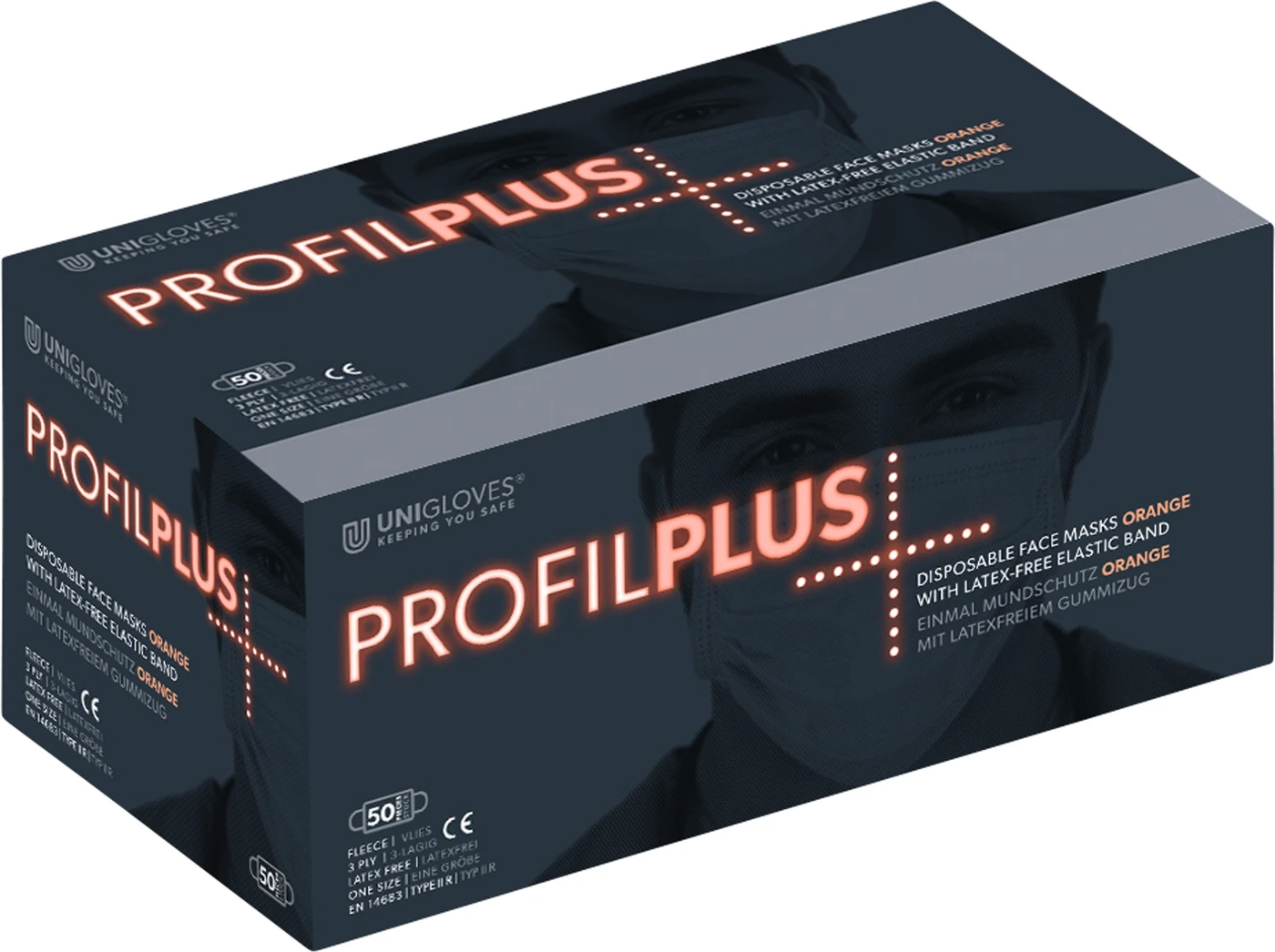 PROFIL PLUS OP-Mundschutz Spenderbox 50 Stück orange