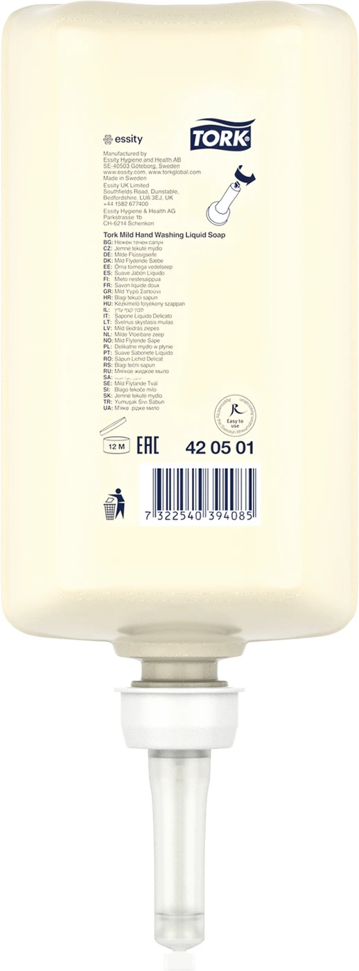 TORK® milde Flüssigseife S1 Kartusche 1 Liter, für S1 Flüssigseifensystem