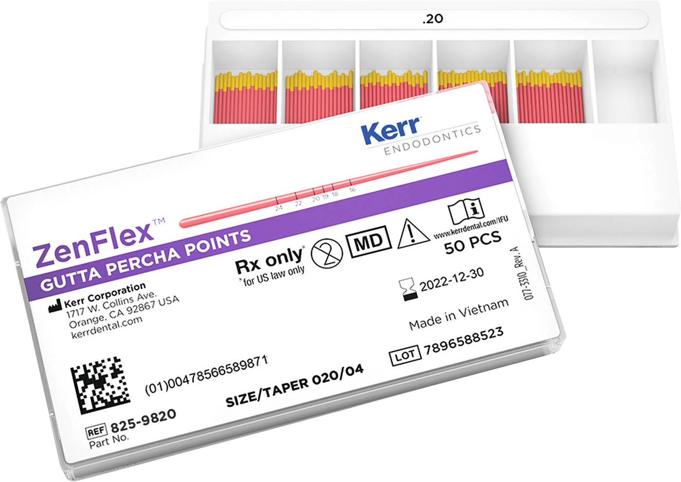 ZenFlex™ Gutta Percha Spitzen Packung 50 Stück Taper.04, ISO 020