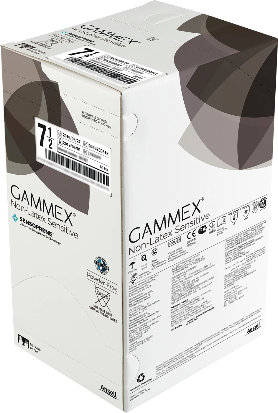 Gammex® Non-Latex Sensitive Packung 50 Paar puderfrei, natur, Größe 6,5
