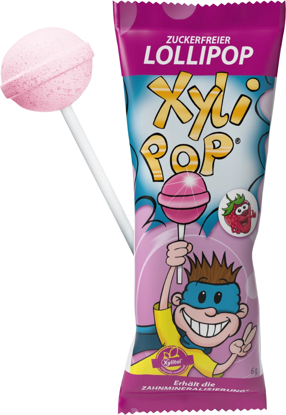 XyliPOP® Lollipop Box 50 x 6 g Stück Erdbeere