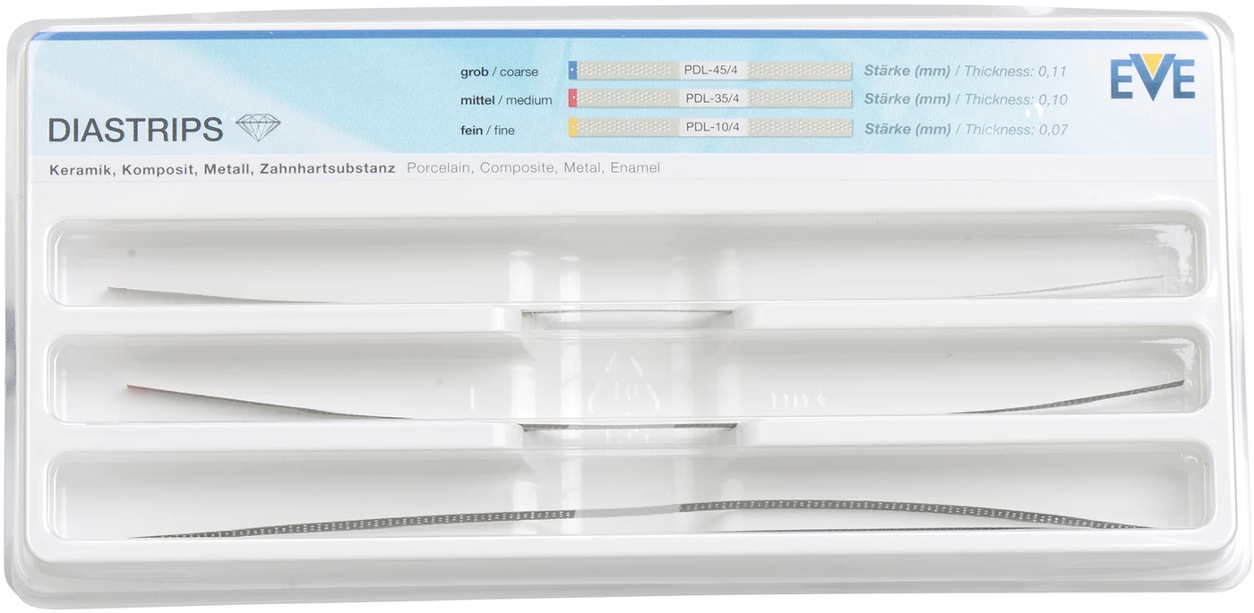 EVE DIASTRIPS Packung 9 Stück 4 x 150 mm, xfein 35 µm