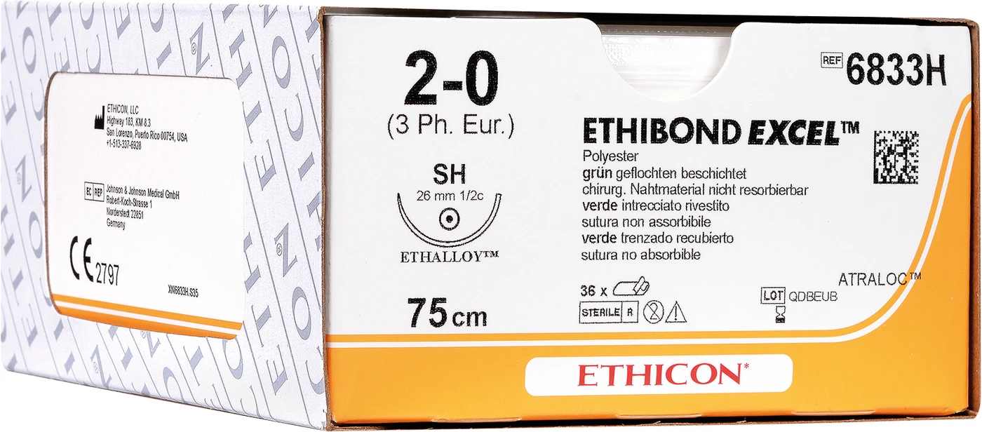 ETHIBOND EXCEL Packung 36 Stück grün, 75 cm, RB1, USP 5-0, Stärke 1 ETHIBOND EXCEL Packung 36 Stück grün, 75 cm, RB1, USP 5-0, Stärke 1