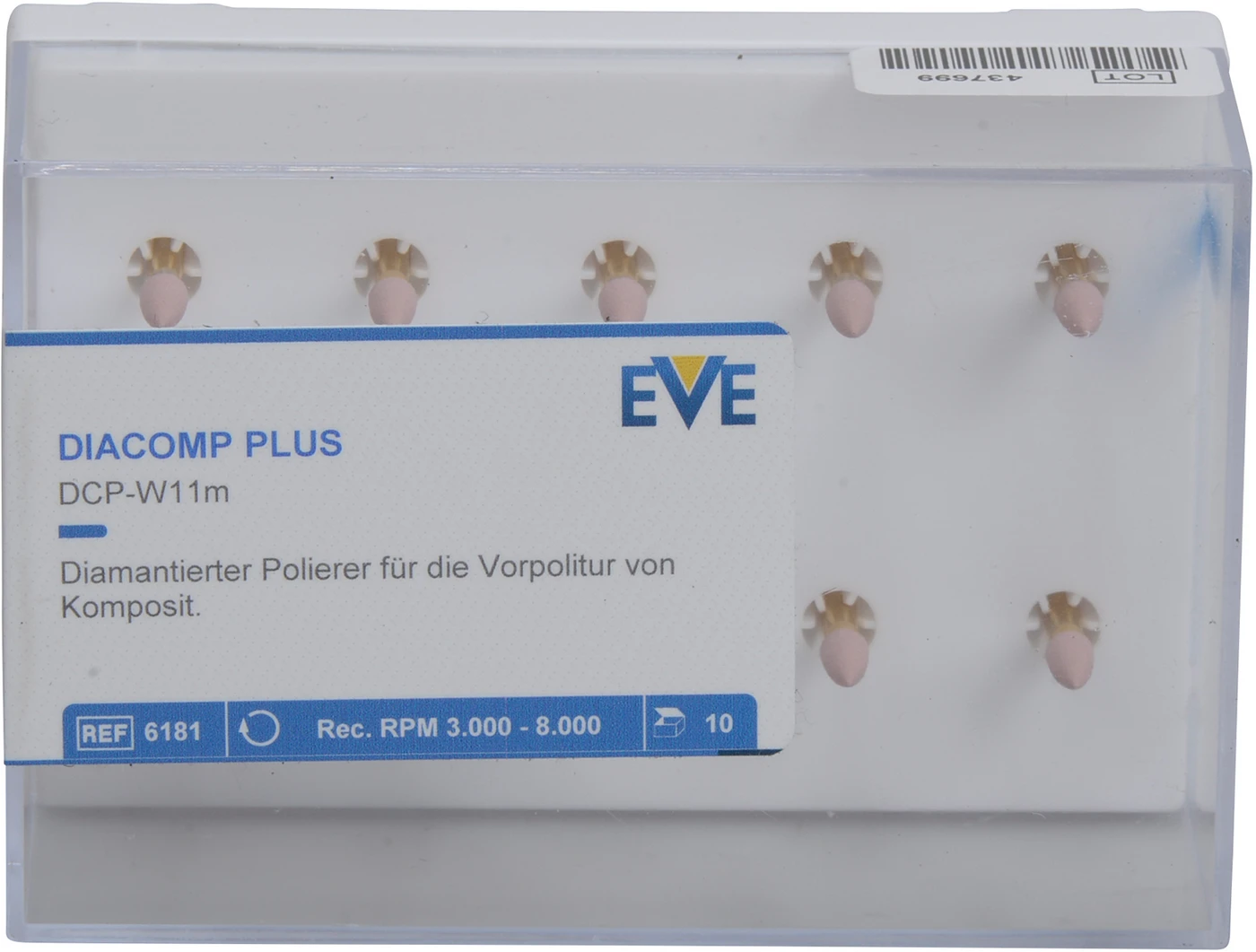 EVE DIACOMP® PLUS Packung 10 Stück rosa mittel, RA, Figur kleine Spitze, 3 x 7,5 mm EVE DIACOMP® PLUS Packung 10 Stück rosa mittel, RA, Figur kleine Spitze, 3 x 7,5 mm