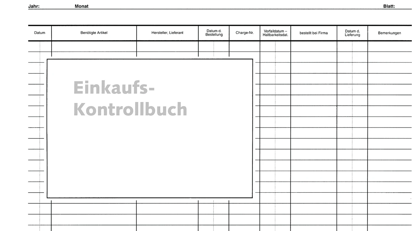 Einlageblatt Einkaufs-Kontrollbuch Packung 50 Stück