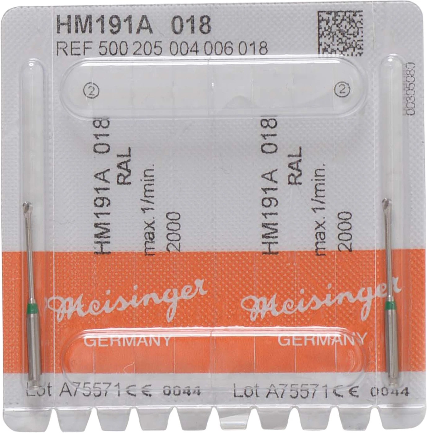 Endo Access Bur 191A Packung 2 Stück grün, RAL, Figur 004, Kopf: 16 mm, Total: 31 mm, ISO 018