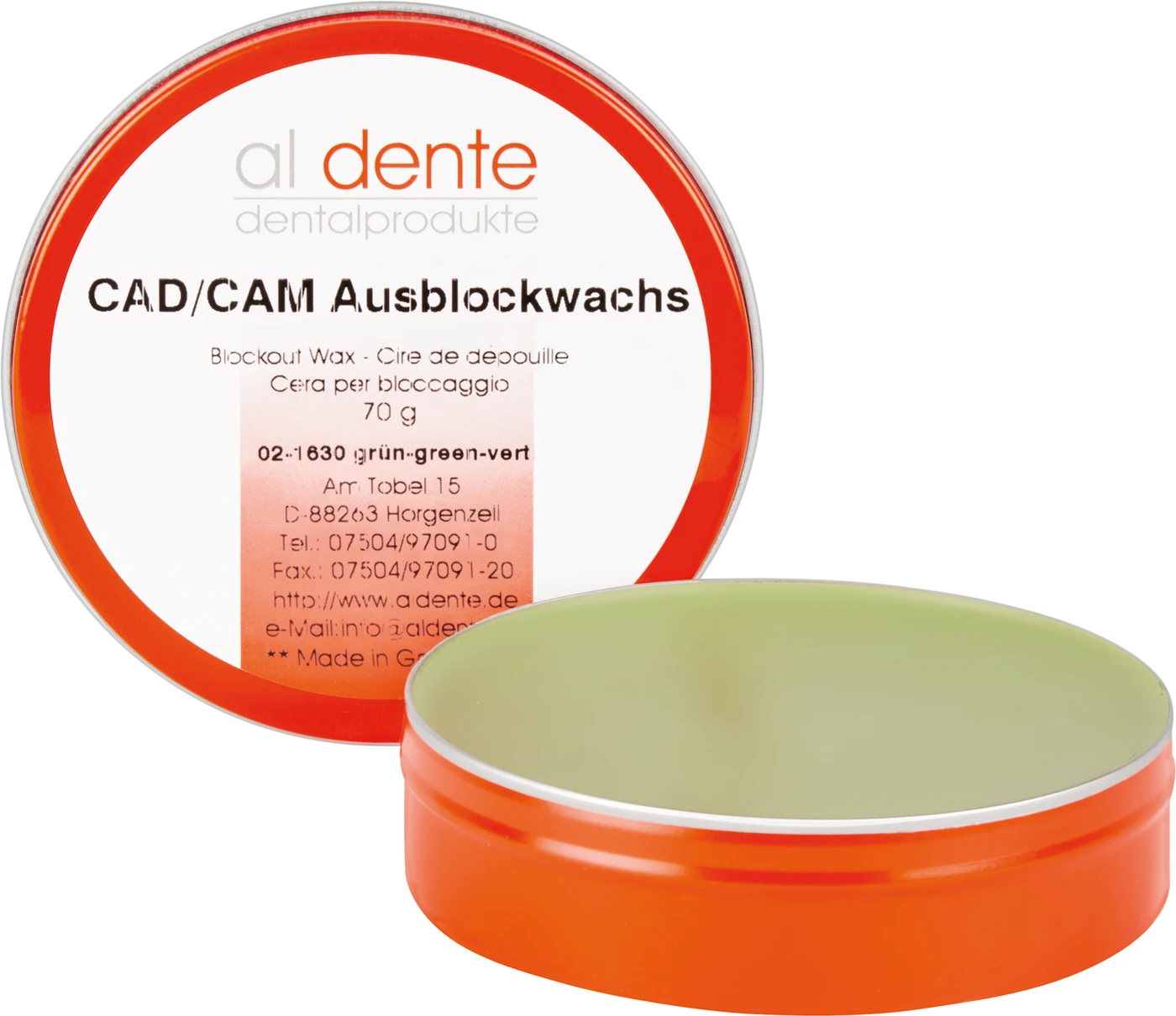 CAD/CAM Ausblockwachs Dose 70 g grün