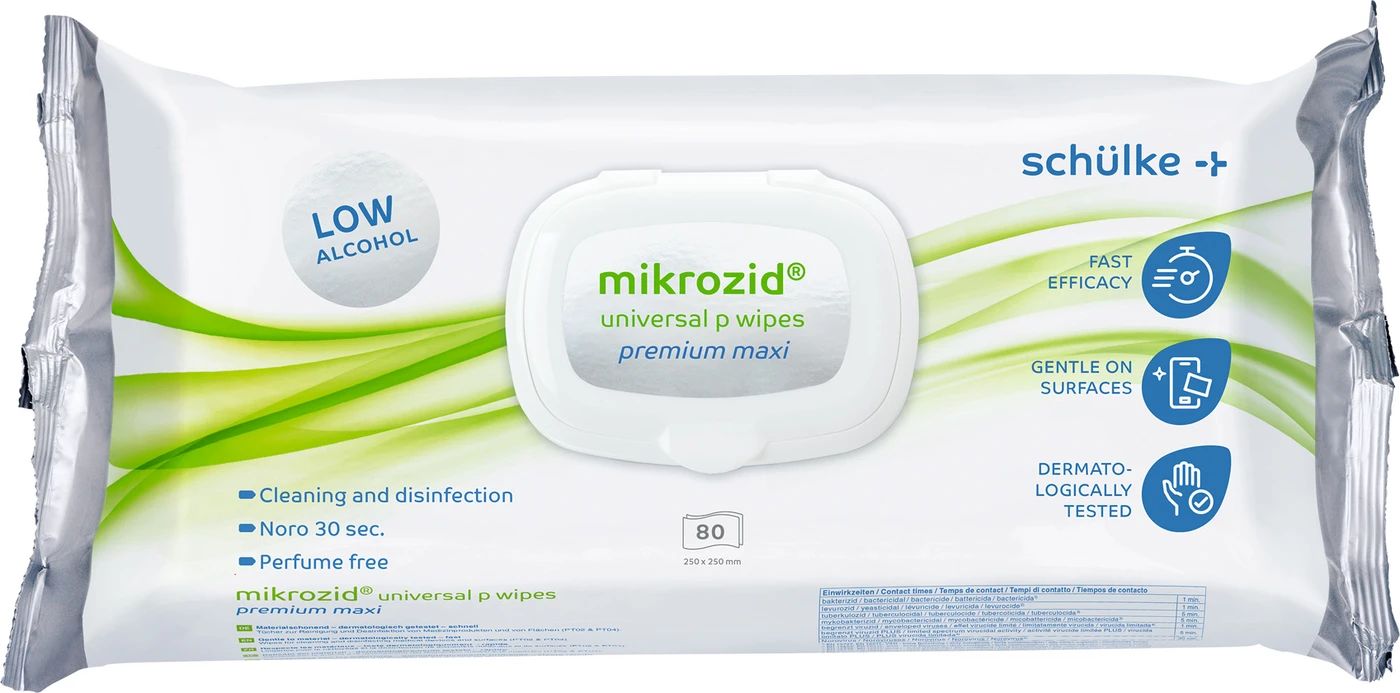 mikrozid® universal p wipes premium Packung 80 Stück maxi 25 x 25 cm