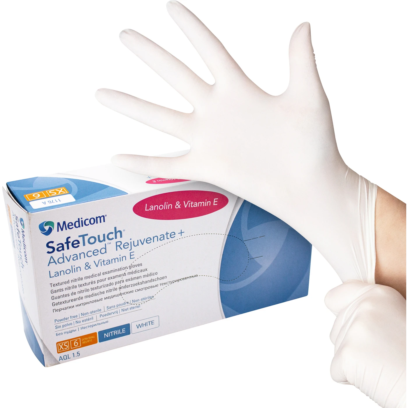 Medicom® SafeTouch® Advanced Rejuvenate Nitril-Handschuhe Packung 100 Stück puderfrei, weiß, XS