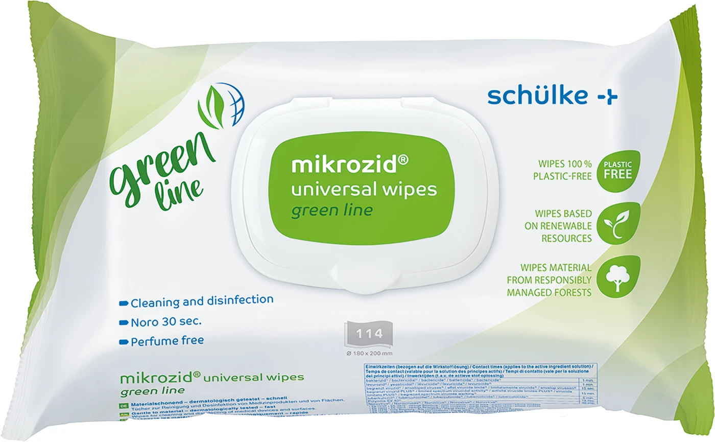 mikrozid® universal wipes greenline Packung 114 Stück, 18 x 20 cm